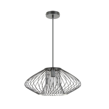 Parrilla Interior Oval Cage Iron Pendant Light OD440mm Matte Black