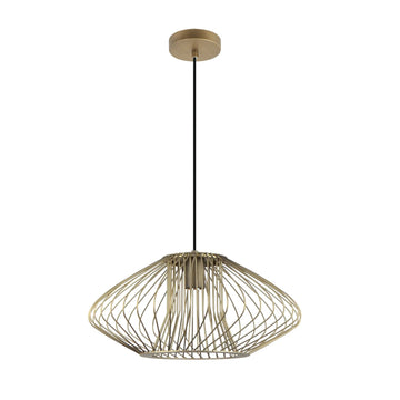 Parrilla Interior Oval Cage Iron Pendant Light OD440mm Imitation Antique Brass