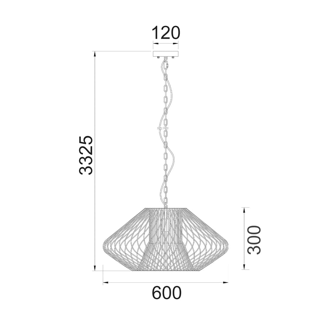 Parrilla Interior Oval Cage Iron Pendant Light OD600mm Matte Black