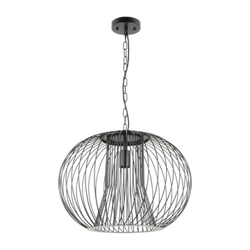 Parrilla Interior Round Cage Iron Pendant Light Matte Black