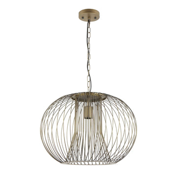 Parrilla Interior Round Cage Iron Pendant Light Imitation Antique Brass