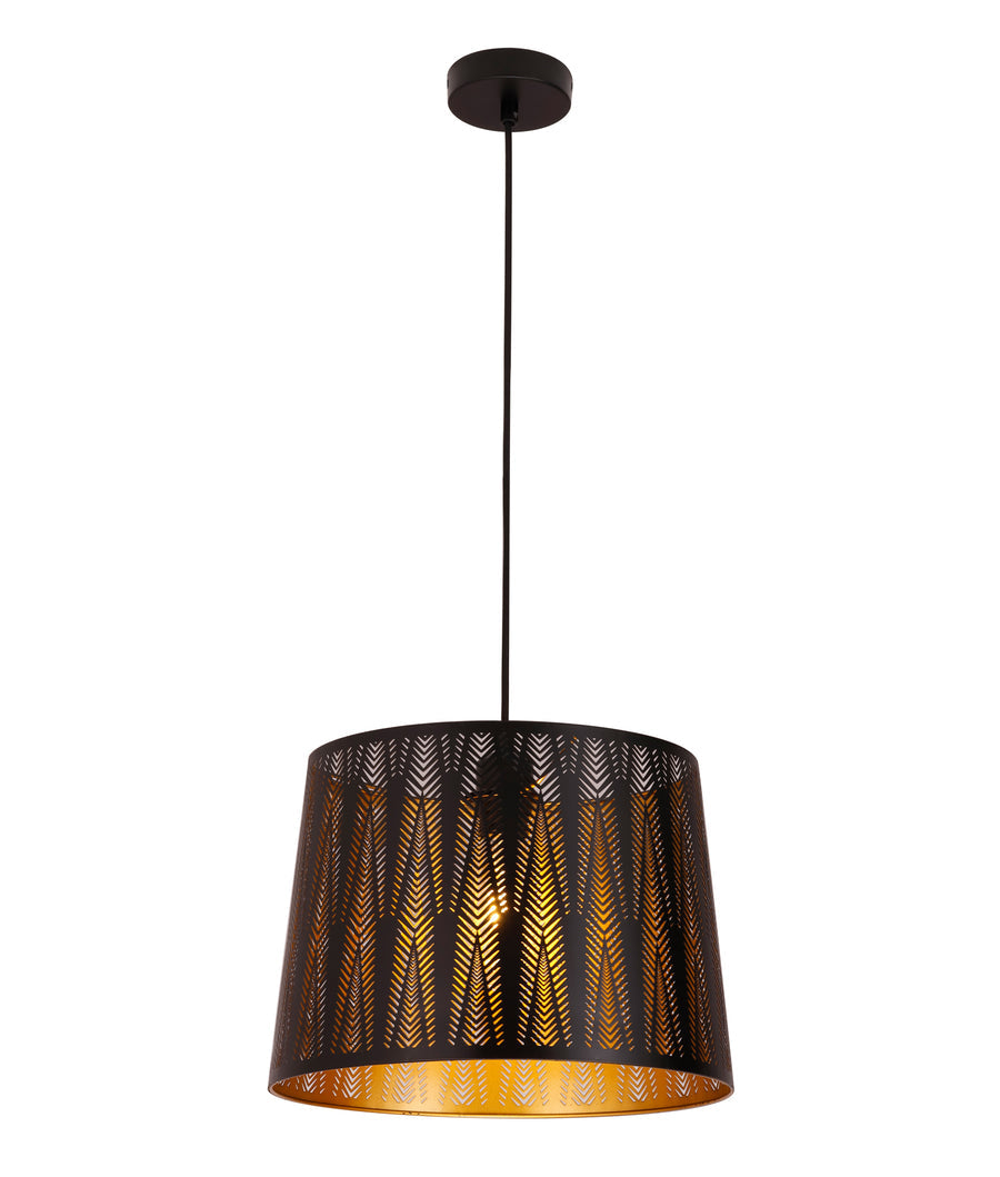 Penshade Interior Slanted with Vector Pattern Laser Cut Pendant Light Black