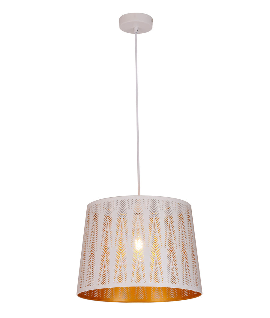 Penshade Interior Slanted with Vector Pattern Laser Cut Pendant Light White