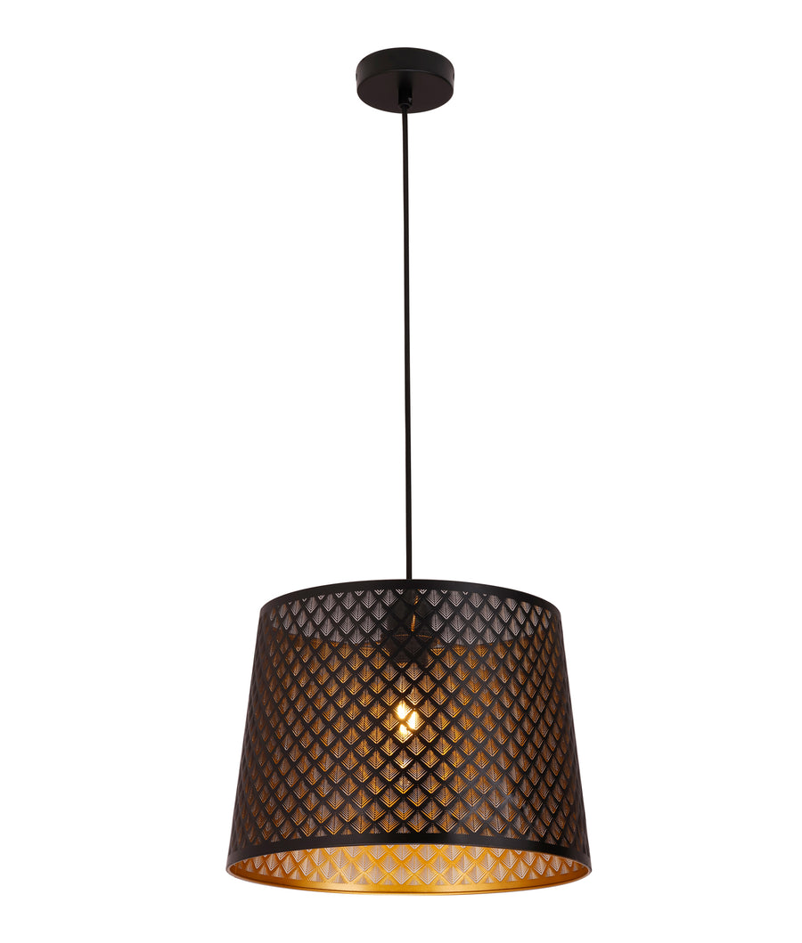Penshade Interior Slanted with Geometry Pattern Laser Cut Pendant Light Black