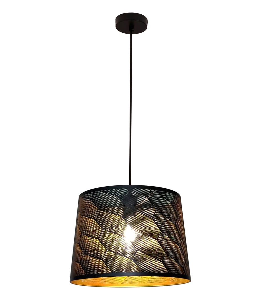 Penshade Interior Slanted with Honeycomb Pattern Laser Cut Pendant Light Black