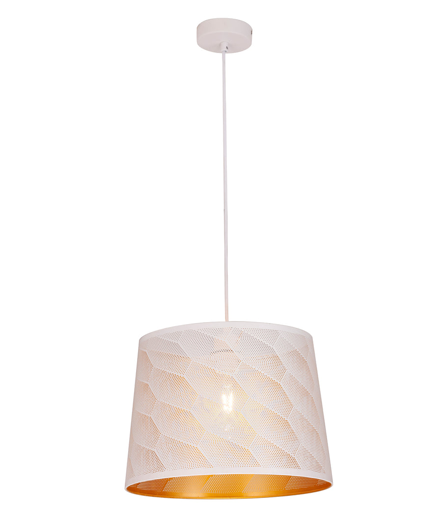 Penshade Interior Slanted with Honeycomb Pattern Laser Cut Pendant Light White
