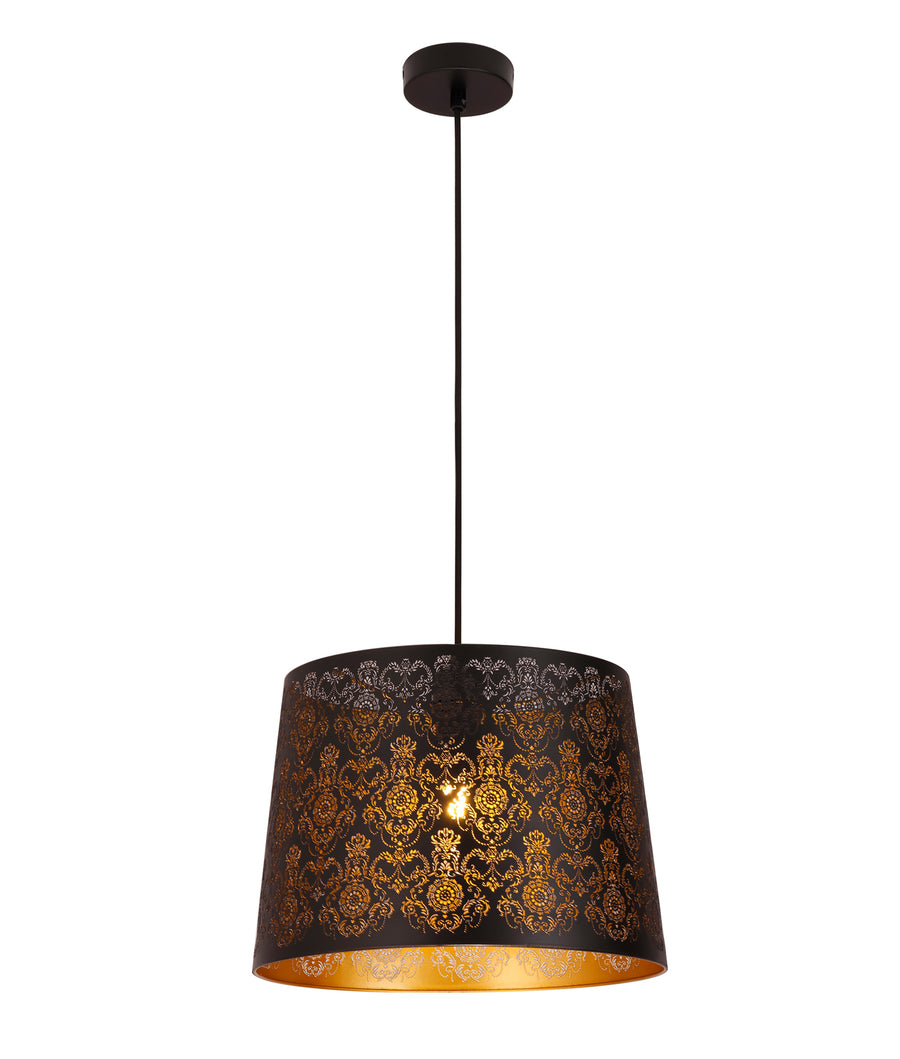 Penshade Interior Slanted with Fleur Pattern Laser Cut Pendant Light Black