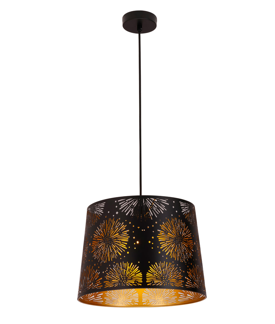 Penshade Interior Slanted with Starburst Pattern Laser Cut Pendant Light Black