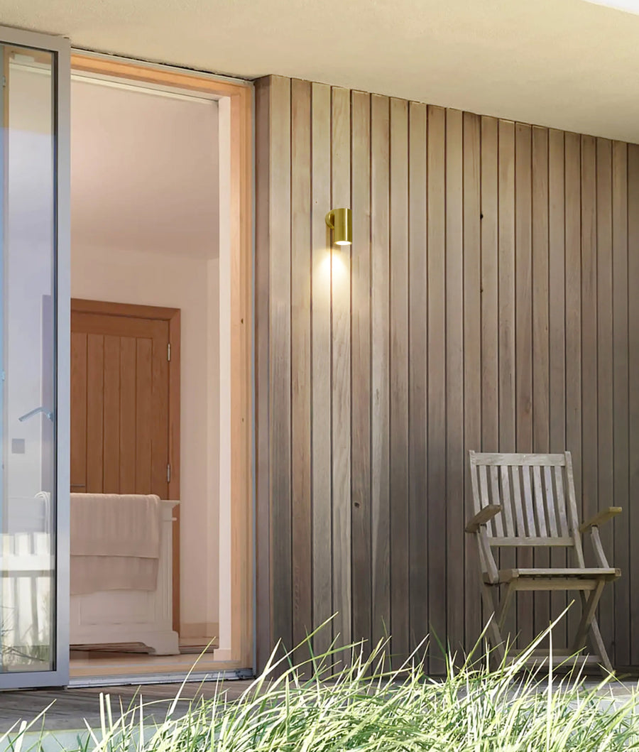 Exterior Wall Pillar Single Fixed Spot Light (Solid Polished Brass) IP65