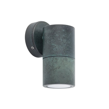GU10 Exterior Wall Pillar Spot Light Solid Patina Brass IP65 Single Fixed