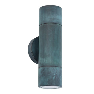 GU10 Exterior Wall Pillar Spot Light Solid Patina Brass IP65 Up Down