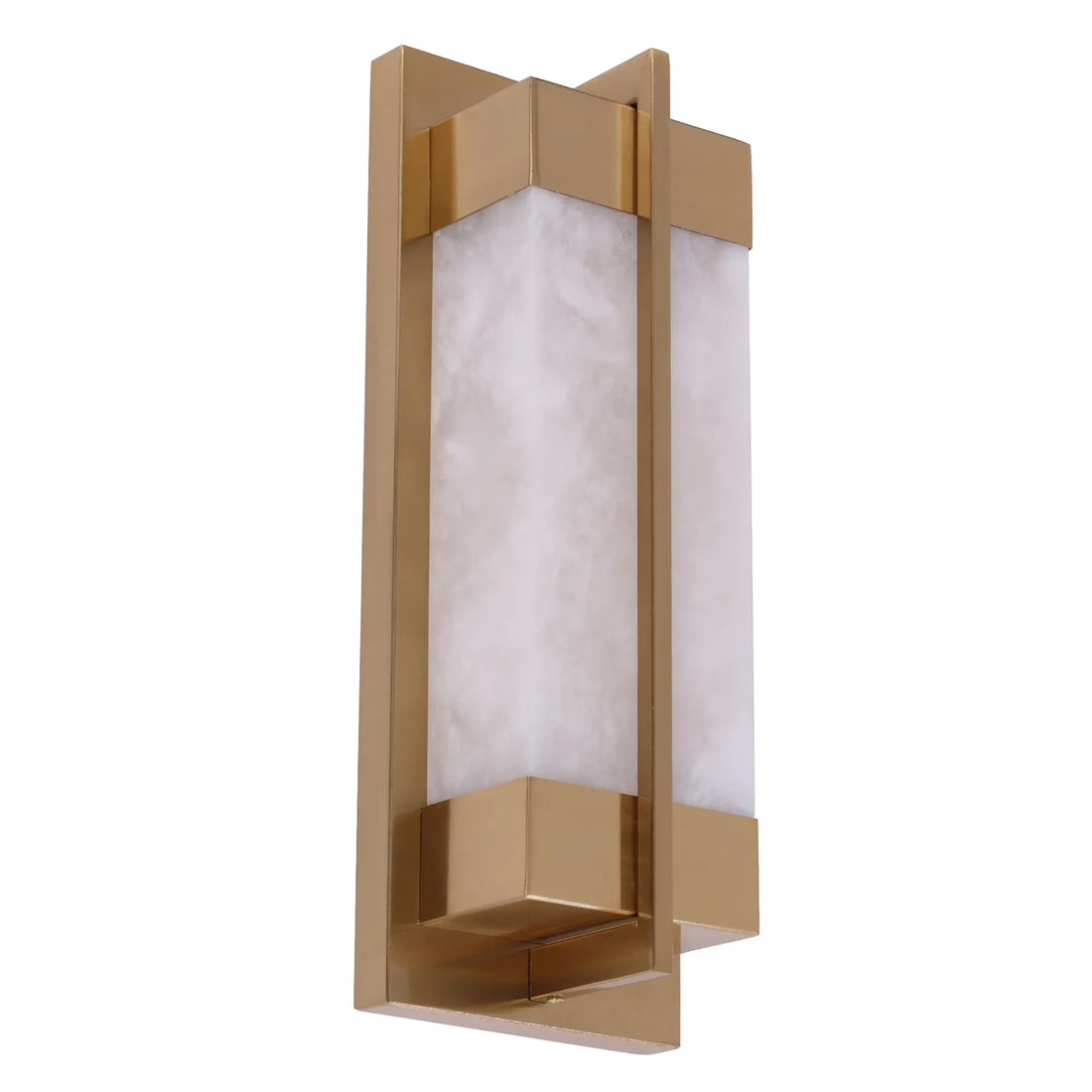 Puente Interior Rectangular Marble Wall Light With Brass Highlight