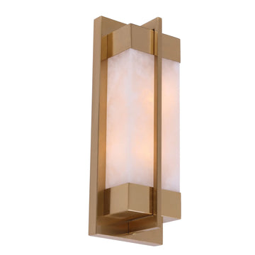 Puente Interior Rectangular Marble Wall Light With Brass Highlight