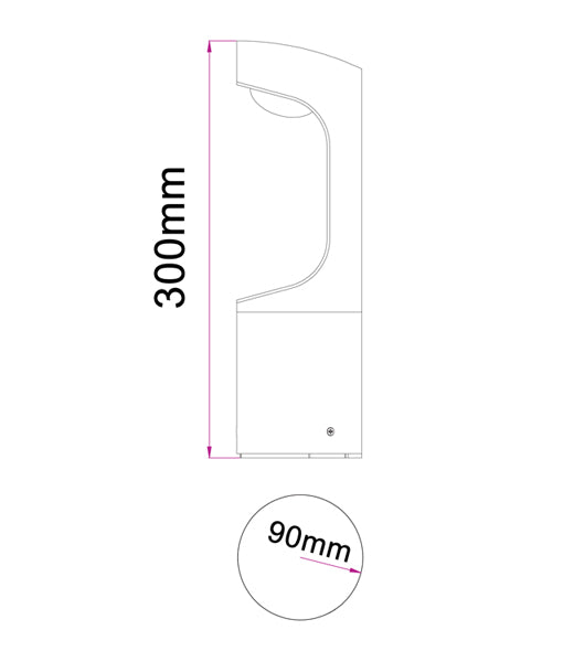 Seth LED Surface Mounted Bollard Light IP54 H300mm