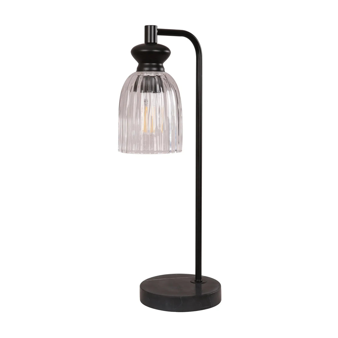 Sino Interior Ellipse Marble Base Table Lamp Black Highlight and Clear Glass Shade