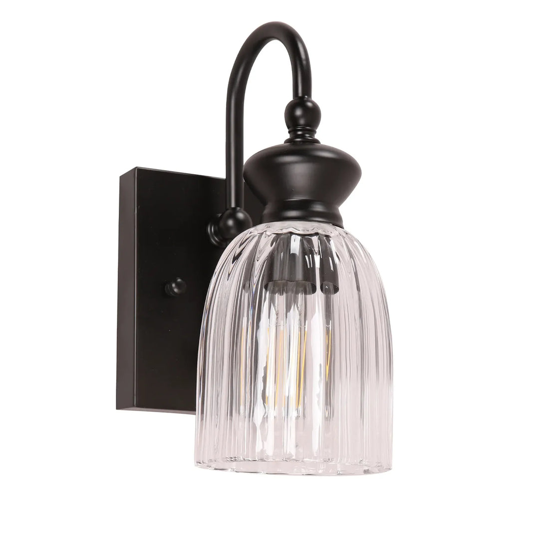 Sino Interior Ellipse Single Wall Light Black and Clear Glass Shade