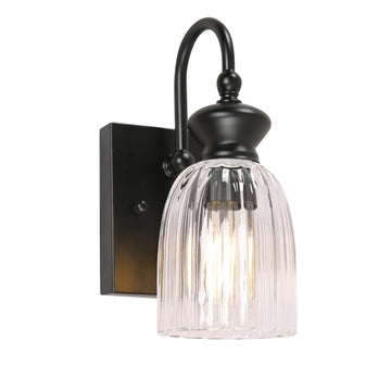Sino Interior Ellipse Single Wall Light Black and Clear Glass Shade