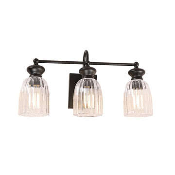 Sino Interior Ellipse Triple Wall Light Black and Clear Glass Shade