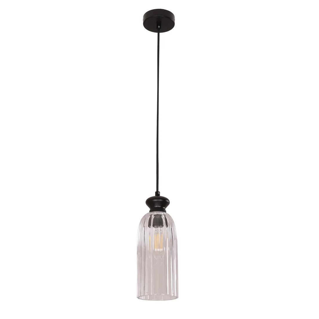Sino Interior Ellipse Pendant Light Black Highlight and Clear Glass Shade