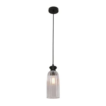 Sino Interior Ellipse Pendant Light Black Highlight and Clear Glass Shade