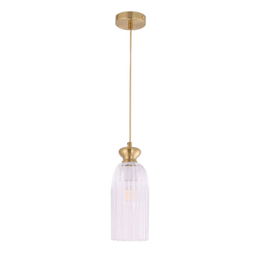 Sino Interior Ellipse Pendant Light Brass Highlight and Clear Glass Shade