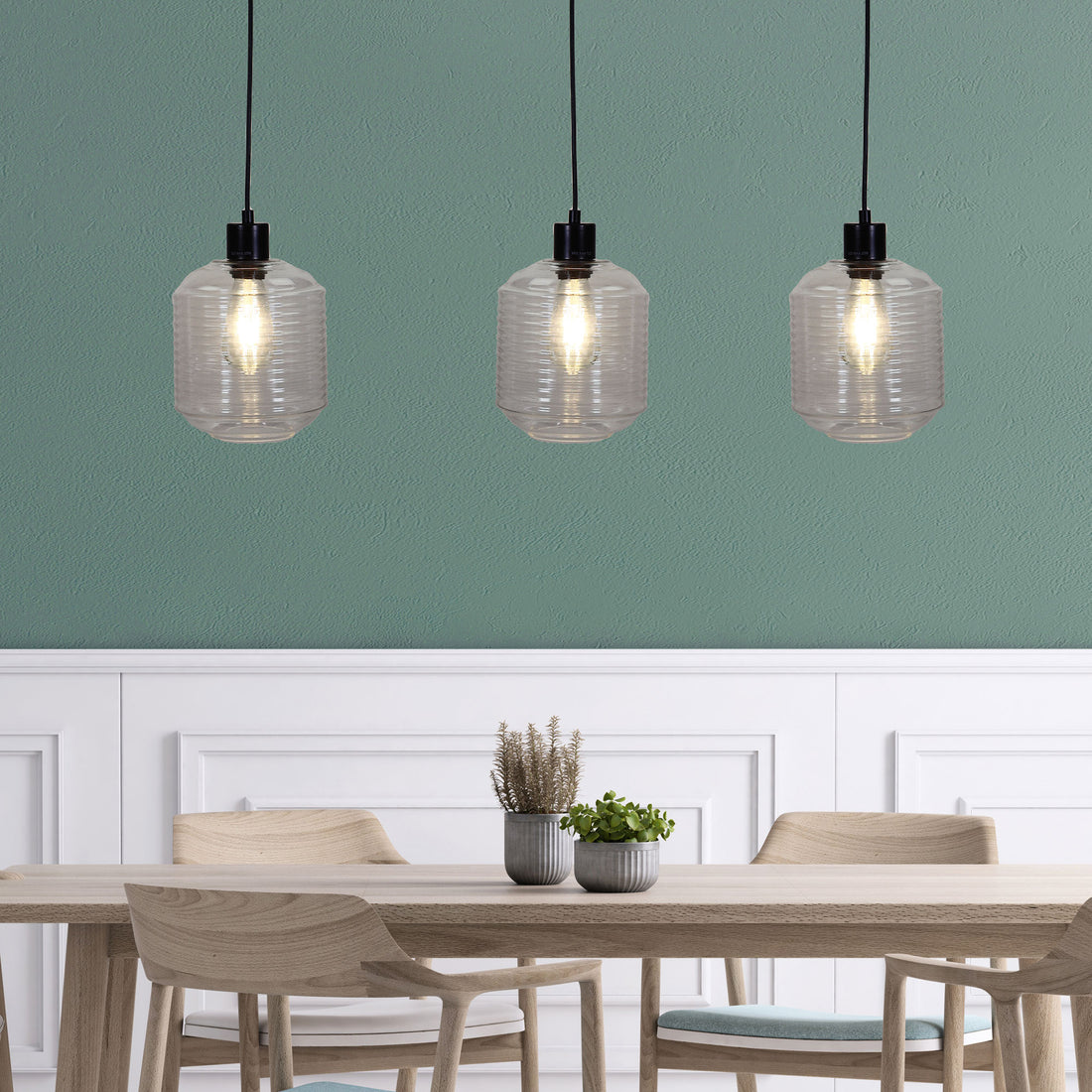 Marconi Trilight 3 Light Pendant Light Clear Glass