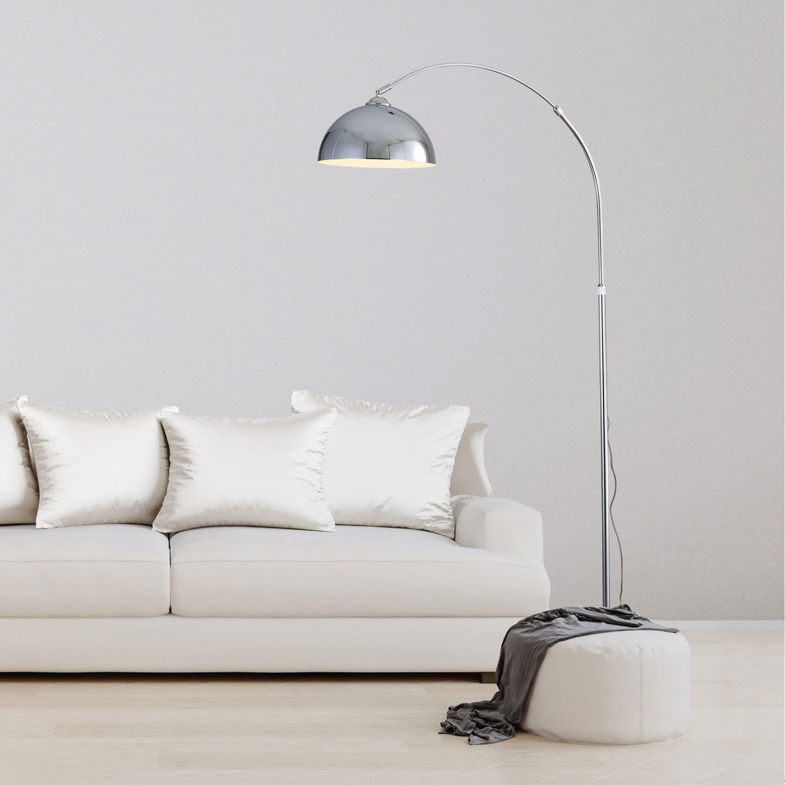 Marmo Arc Floor Lamp with Marble Base Chrome