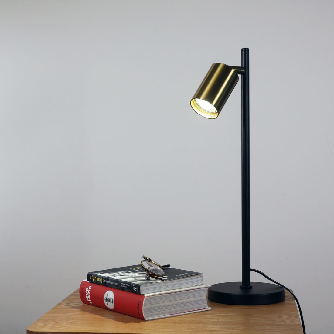 Ponte Desk Table Lamp Black And Satin Brass