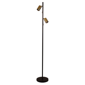 Ponte Adjustable Twin Floor Lamp Black and Satin Brass