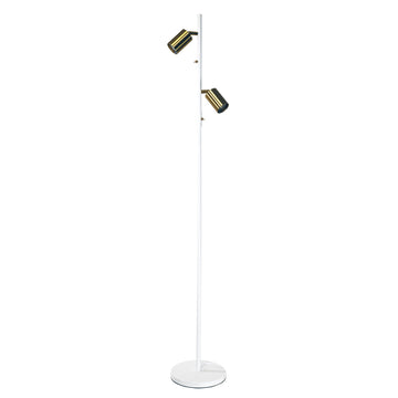 Ponte Adjustable Twin Floor Lamp White and Satin Brass