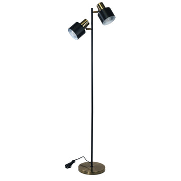 Ari Twin Mid-Century Floor Lamp-Antique Brass