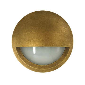 Exterior LED Step Wall Light IP65 Antique Brass 240V Eyelid