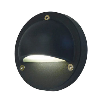 LED Exterior Surface Mounted Eyelid Step Wall Light IP44 Black 12V