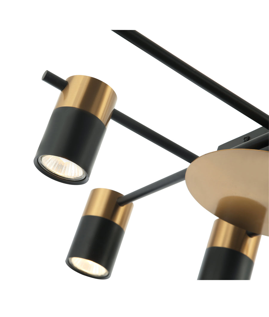 Tache Interior Spot Ceiling Light (with Adjustable Black & Antique Brass 6 Heads) IP20