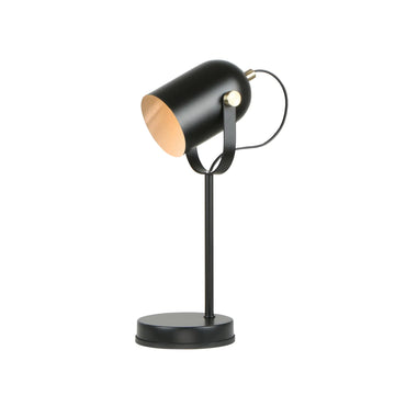 Tazza Ellipse Shade Table Lamp with Antique Brass Highlight Matte Black