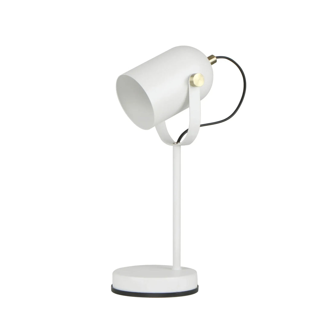Tazza Ellipse Shade Table Lamp with Antique Brass Highlight Matte White