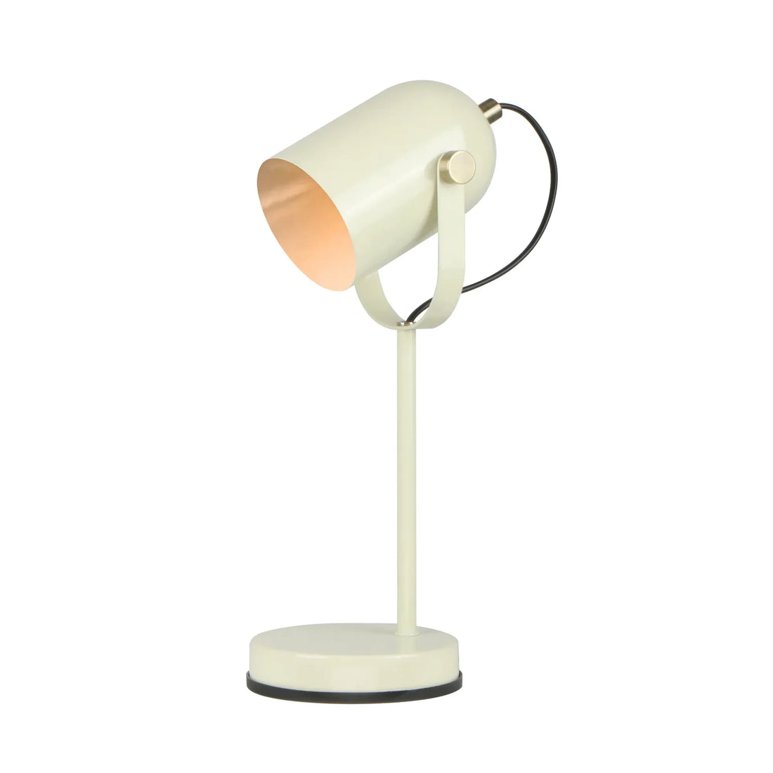 Tazza Ellipse Shade Table Lamp with Antique Brass Highlight Glossy Cream