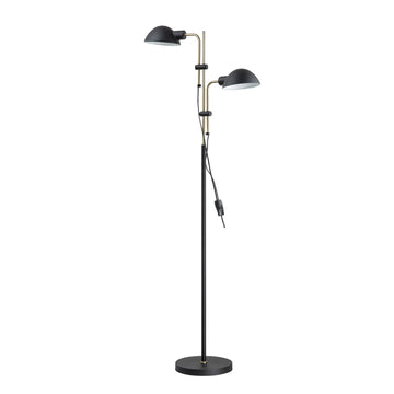 Tettu Adjustable Height Swivel Head Floor Lamp Sand Black 2 Heads