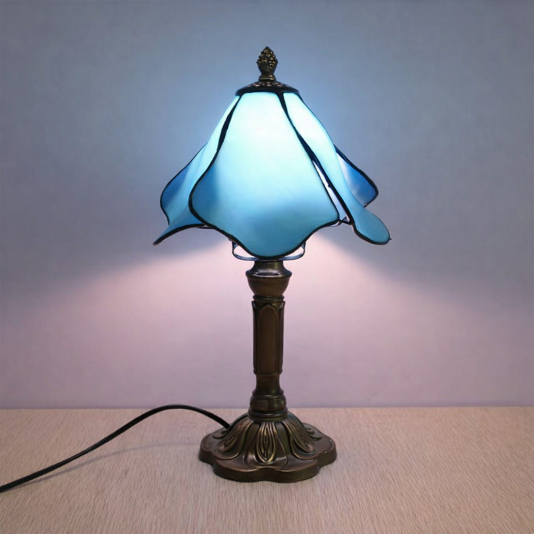 Lotus Shade Table Lamp - Blue