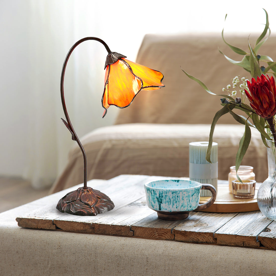 Single Lotus Lamp Orange