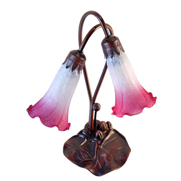 Twin Lily Table Lamp White Magenta