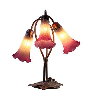 Triple Lily Table Lamp White Magenta