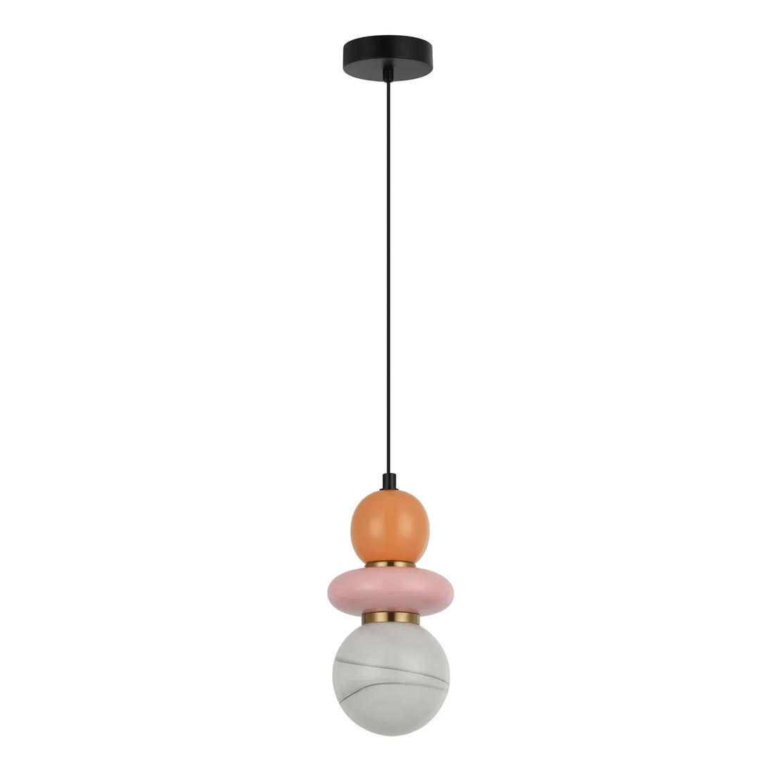 Tocado Interior Sandblasted Pendant Light Opal Diffuser Glass With Pink And Peach Ceramic Bead
