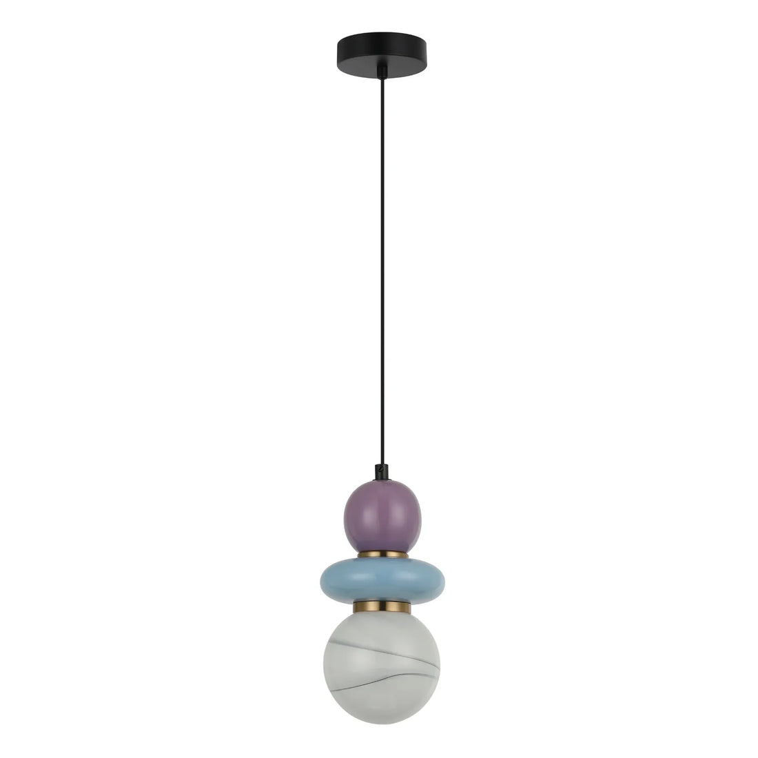 Tocado Interior Sandblasted Pendant Light Opal Diffuser Glass With Blue And Violet Ceramic Bead