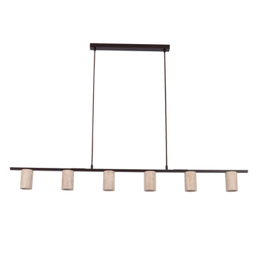 Tuberia Interior Linear Bar Tubular Shade Pendant Light With Beige Travertine