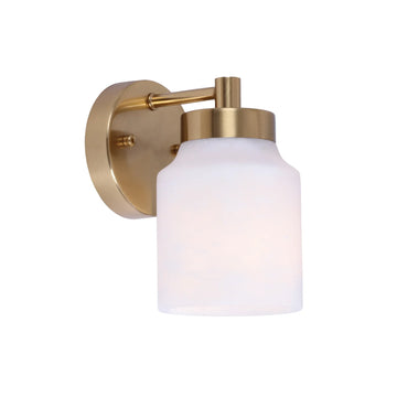 Tufo Interior Wall Light White Jar Alabaster with Brass Highlight