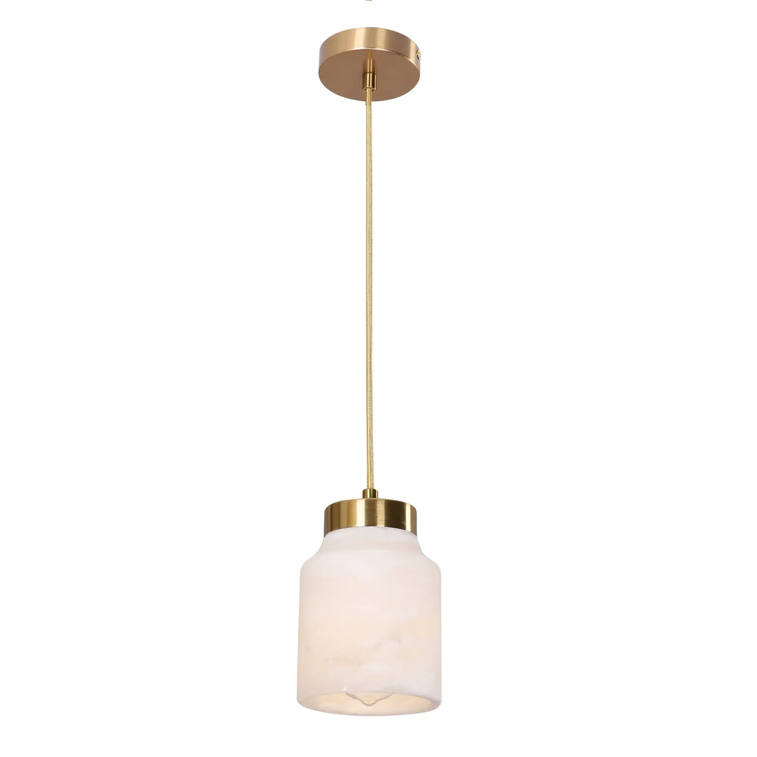 Tufo Interior Pendant Light White Jar Alabaster With Brass Highlight