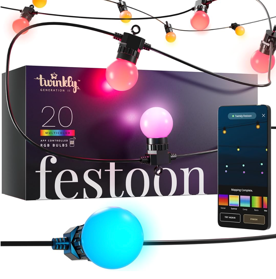 Twinkly 20 LED Festoon String Light AU Plug Black Wire