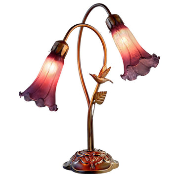 Twin Hummingbird Lily Table Lamp Purple