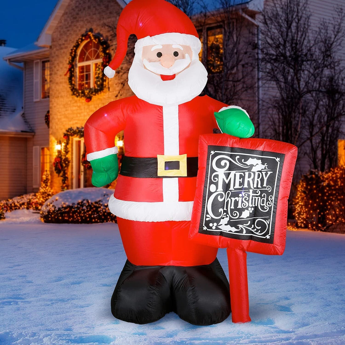 300cm Tall Inflatable Santa With LED Light For Christmas Decoration